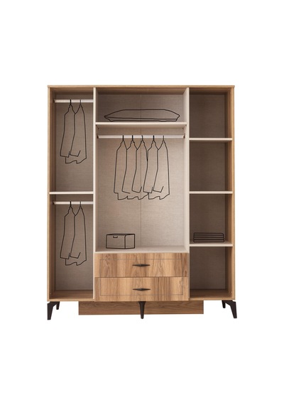 Hazar 4 Kapılı Aynalı Gardırop Elbise Dolabı 160x55x200cm