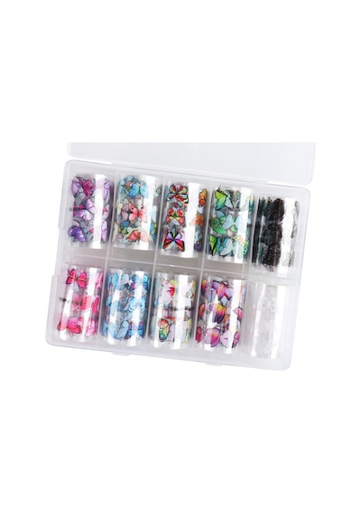 10lu Tırnak Süsleme Folyosu Kelebek Dizayn Nail Art Transfer Folyo