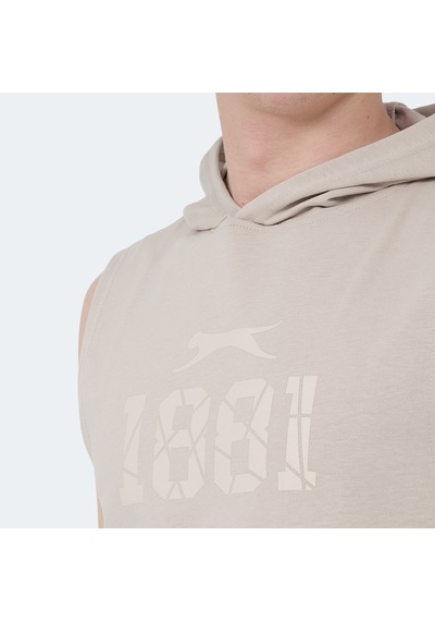 Slazenger VASILISA Erkek Kolsuz Kanguru Cepli Taş Gri Tişört
