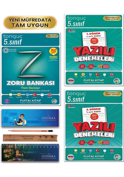 Tonguç Akademi 5. Sınıf Zoru Bankası Tüm Dersler - 1. Ve 2. Dönem Yazılı Denemeleri Set 3 Kitap