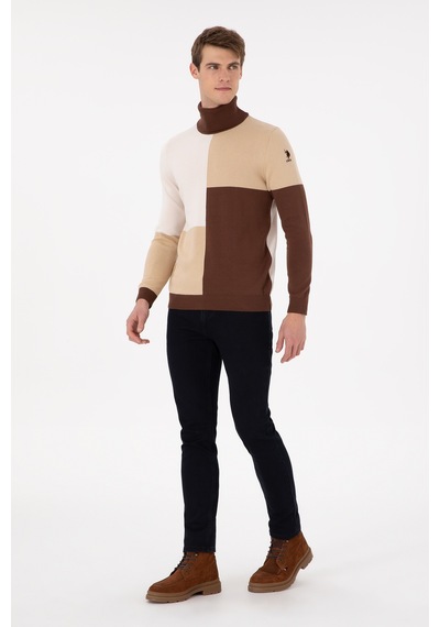 U.S. Polo Assn. Erkek Slim Fit Balıkçı Yaka Kum Kazak 50297057-VR085