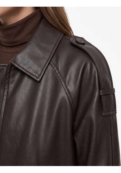 Koton Uzun Kollu Apoletli Cepli Fermuarlı Suni Deri Oversize Bomber Ceket Kahverengi 7wak20008ew Kahve Koton Uzun Kollu Apoletli Cepli Fermuarlı Suni Deri Oversize Bomber Ceket Kahverengi 7wak20008ew Kahve