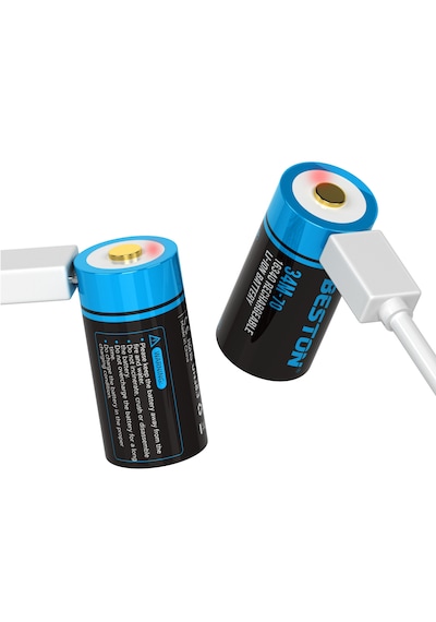 Cr123a 16340 3.7v 850mah Şarjlı Li-ion Pil Usb Kablolu 2'li Ambalaj