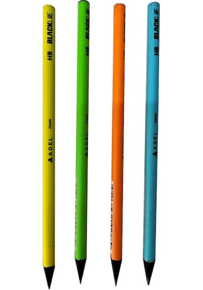 Kurşun Kalem 4 Adet Black Neon Hb Siyah Kurşun Kalem Black Neon Desenli Hb Kalem Yerli Üretim