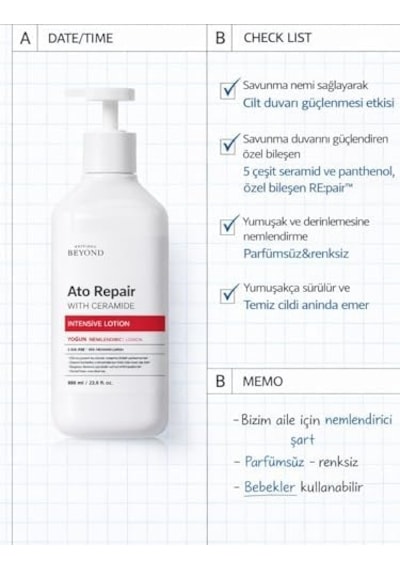 Ato Repair Intensive Lotion 650 Ml Seramid Hyaluronik Asit Panthenol Vücut Losyonu Nemlendirici