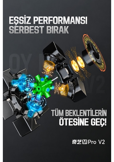 Qiyi M Pro V2 Flagship Manyetik Rubik Küp 3x3 Stickerless Profesyonel Hız Küpü 5,55 Cm