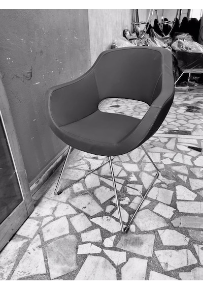 Bintaşmobilya Viva Antrasit Gri Deri Rahat Ofis Bekleme Sandalye Modeli