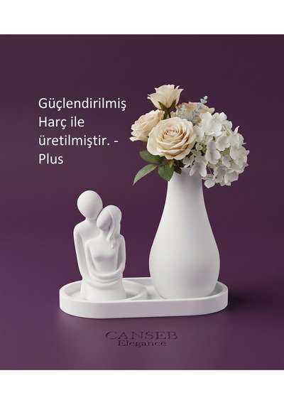 10cm Sevgili Biblo & 13cm Çiçek Vazosu - 17cm Tepsi - Üçlü Set 74425470