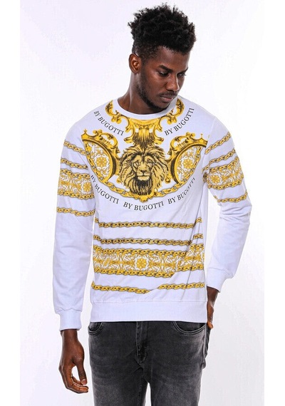 Wessi Beyaz Baskılı Taşlı Sweatshirt Beyaz