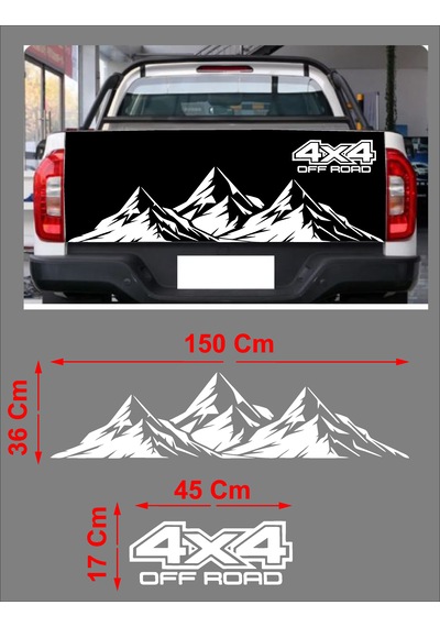4x4 Ve Dağ Sticker - Off Road 4x4 Dağ Araba Oto Kamyonet Araba Cam Arka Bagaj Oto Sticker - 00124 150x36cm 45x17cm