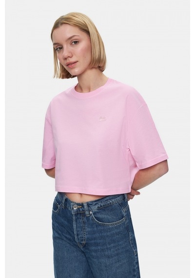 Indıana Açık Pembe Bisiklet Yaka Crop Baskılı Loose Fit Kadın Tshirt Açık Pembe Indıana Açık Pembe Bisiklet Yaka Crop Baskılı Loose Fit Kadın Tshirt Açık Pembe