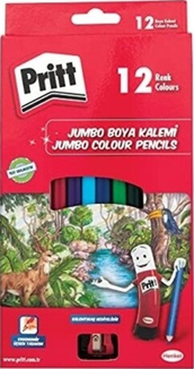 12 Renk Jumbo Kuru Boya Tam Boy 1219733 Nocolor