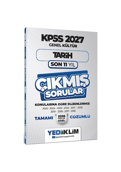 Yediiklim Yayınları 2027 Kpss Genel Kültür Tarih Konularına Göre Tamamı Çözümlü Son 11 Yıl Çıkmış Sorular