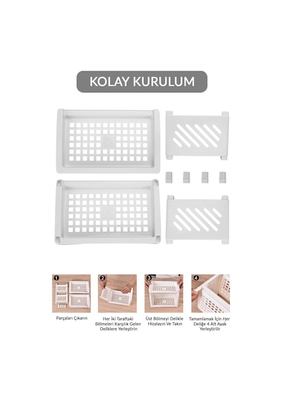 2 Katlı Beyaz Plastik Çok Amaçlı Makyaj Banyo Ofis Raf Organizeri Mıt1279 Beyaz