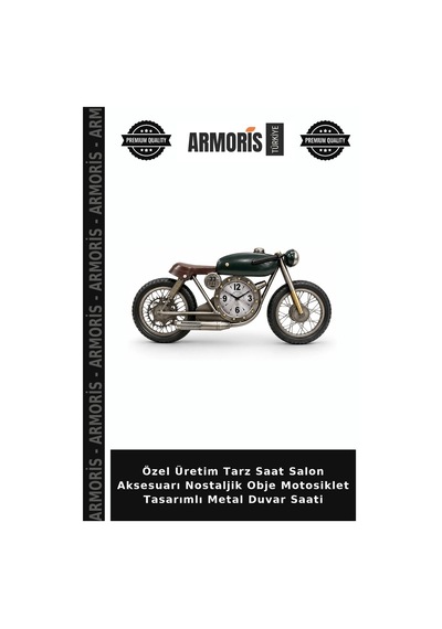 Özel Üretim Tarz Saat Salon Aksesuarı Nostaljik Obje Motosiklet Tasarımlı Metal Duvar Saati