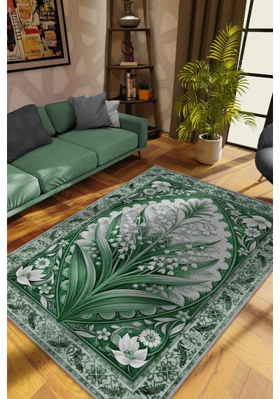 Homshtag Art Deco Müge Vintage Halı Görünümlü Dijital Baskı Renkli Halı Rustik Çiçekli Halı Çok Renkli