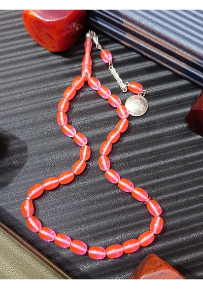 Toz Kehribar Tesbih Pembe Renk