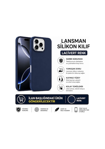 Samsung Galaxy A15 Uyumlu Lansman Silikon Kılıf Lacivert