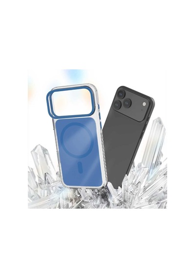 Apple iPhone 17 Pro Max Kılıf M-safe Uyumlu Metal Kamera Çerçeveli Airbag Lenyes Ck221 Sert Pc Kapak Mavi Mavi