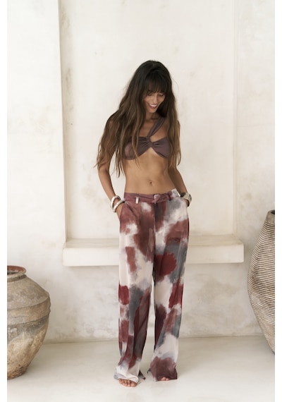 Mai Collection Mai Studios Co. Budiono Transparan Patlı Bordo Pantolon Bordo