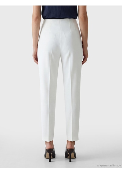 Lcw Eco Beyaz Yüksek Bel Dar Fit Kadın Gabardin Pantolon