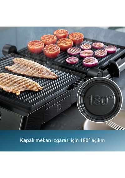 Philips 7000 Serisi Izgara Ve Tost Makinesi, Hassas Dijital Kontrol, Izgara İçin Tam Açılır, Ayarlanabilir Çıkarılabili