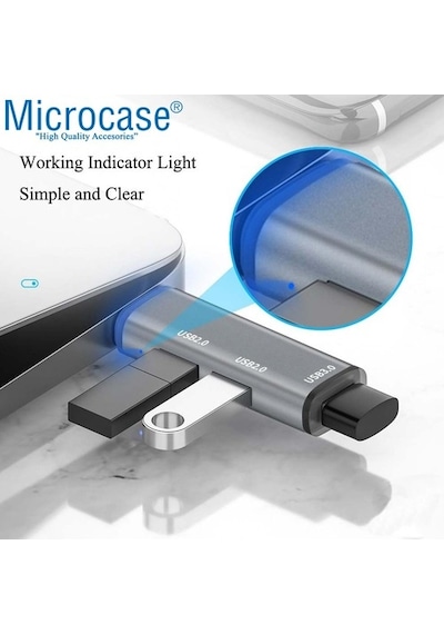 Microcase Usb 3.0 3 Port Mini Usb Çoklayıcı Hub 8 Cm Gri - Al2740