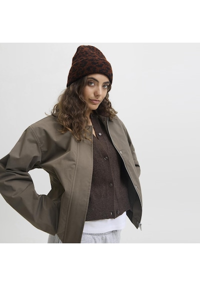 Jack & Jones Kadin Leopar Desenli Örgü Bere - Molly - 12286724 Toasted Coconut