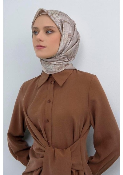 Armine İpek Eşarp 2026 Yaz - 9512-01 Bej Krem Sura