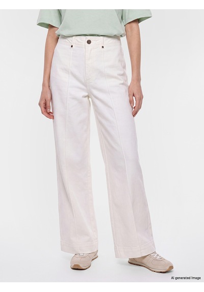 Lcw Modest Ekru Wideleg Kadın Jean Pantolon