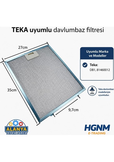 2 Adetteka 81460012 Uyumlu Davlumbaz Yağ Filtresi 270x350 Mm Alüminyum Metal Filtre Enerji Sınıfı A Çok Renkli