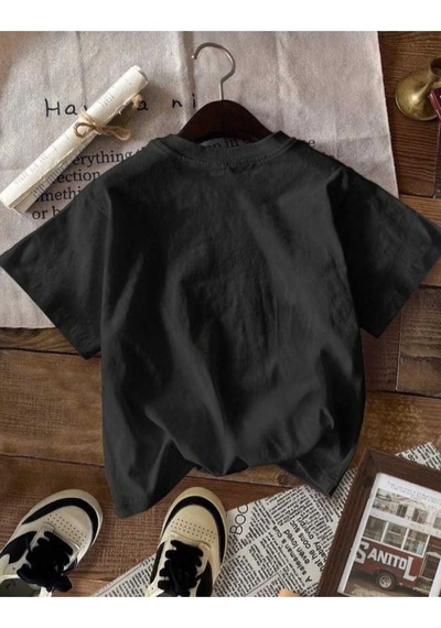 Kozia Outdoors Malkoçbey Panter Kurdela Baskılı Oversize Unisex Basic T-shirt SIYAH