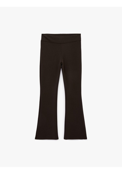 Koton Modal Karışımlı Slim Fit İspanyol Paça Tayt Kahverengi 6sak80098ek Kahve