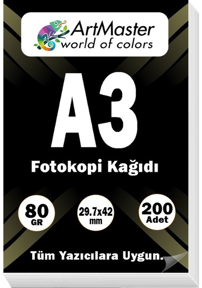 A3 Fotokopi Kağıdı 200 Adet 80 Gr 29,7x42 Cm Artmaster A3 Boy Fotokopi Kağıdı Yazıcı Kağıdı 200 Lü