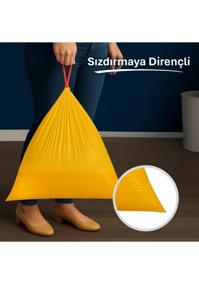 Koroplast Vanilya Kokulu Orta Boy Büzgülü Çöp Poşeti 15'li 55x60 Cm, Kolay Bağlanır Kokulu Büzgülü Orta Boy