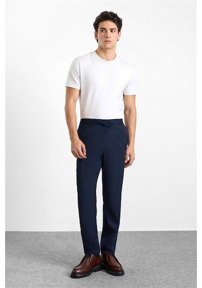 Süvari Lacivert Slim Düz Twill Lastikli Jogger Pantolon Spn2020500028-m09