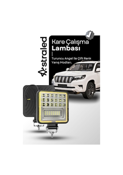 126w 12-24 Volt Kare Sis Farı Drl Sarı Oto Çalışma Lambası Atv Kamyon Tır Traktör Offroad