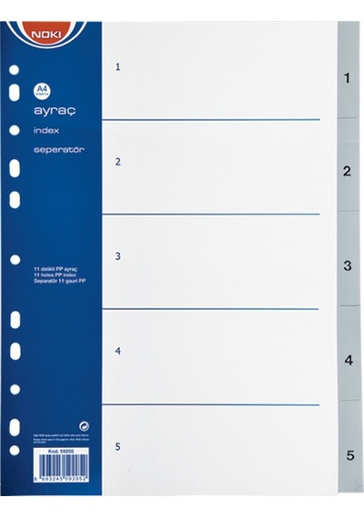 Noki Seperatör 1-5 Rakamlı Plastik A4 59205