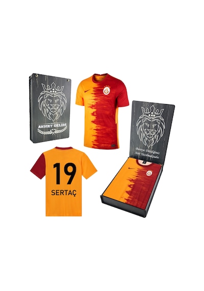 Gsstore Galatasaray İsme Özel Çocuk Forma 20/21 Hediyelik Ahşap Kutulu Kırmızı - Sarı