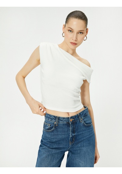 Koton Tek Omuz Üst Omzu Açık Drapeli Slim Fit Pamuklu Ekru 4sal30227ık Ekru