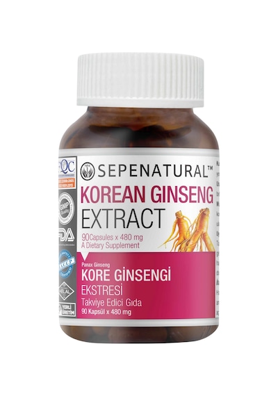 Sepe Natural Kırmızı Ginseng Panax Kore Ginseng Kök Eki 480 Mg 90 Kapsül﻿﻿
