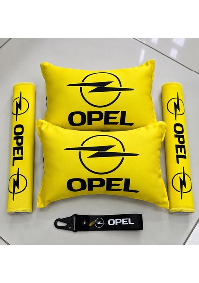 Opel Sarı İkili Yastık Ve Kemer Kılıfı Seti Ve Anahtarlık
