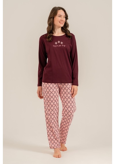 Arnetta Kadın Enjoy The Little Things Mor Uzun Kol Pijama Takım Ar3759-s-v1 Ar3759-s-v1