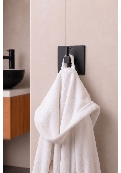 Sas Haus Banyo Düzenleyici Set 4 Parça Yapışkanlı Şampuanlık Tuvalet Kağıtlığı Havluluk Askı Tss-01 Siyah