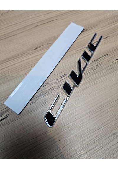 Honda Civic Uyumlu İthal Metal Bagaj Yazısı Krom Zemin Siyah Yazı Krom Siyah Etiket