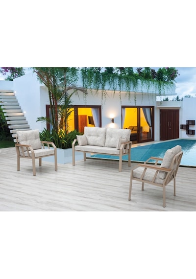 Tu Tienda Kapiçino Metal 2+1+1 Demonte Bahçe,balkon Takımı Bej
