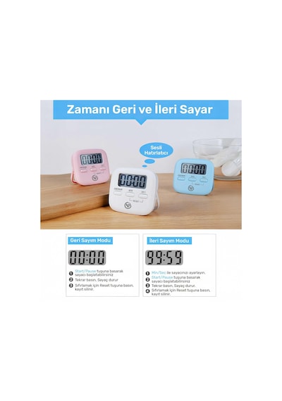 NPO NPT05P Mutfak,Ders,Yemek için 99:59dk Dijital Alarm Kronometre,Pomodoro Öğrenci Motivasyon Saati