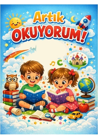 5 Set Yeni Okumayı Öğrenen Öğrencilere Hediye Artık Okuyorum Yazılı 1. Sınıf Hatırası Pipo Şeklinde Üflemeli Top Tebrik Kartı Hediyeli