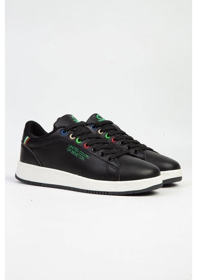 Benetton Minimalist Günlük Kadın Sneaker - Rahat Ve Şık Siyah - Beyaz
