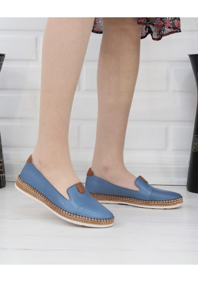 Nesil Shoes Syg P01 Mavi Hakiki Deri Kadın Ayakkabı-mavi Mavi